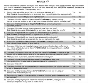 Autism screenings, such as the MCHAT-R can help identify red flags of autism in toddlers.